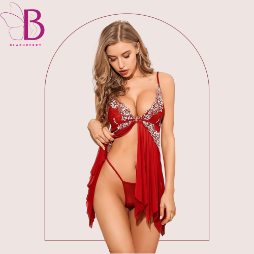 Lingerie for Women Lace Baby doll Sexy Chemise V Neck Mesh Sleepwear Stitching Irregular Suspender Nightdress