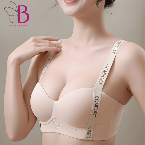 Women Sports Bra Elastic Shoulder Strap Letter Print Wireless Underwear 3D Cup Shockproof Push-up Sport Yoga Daily Lady Bra